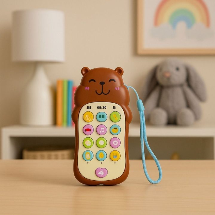Žaislinis telefonas su garsais ir melodijomis Capybara – smagiam mokymuisi žaidžiant.