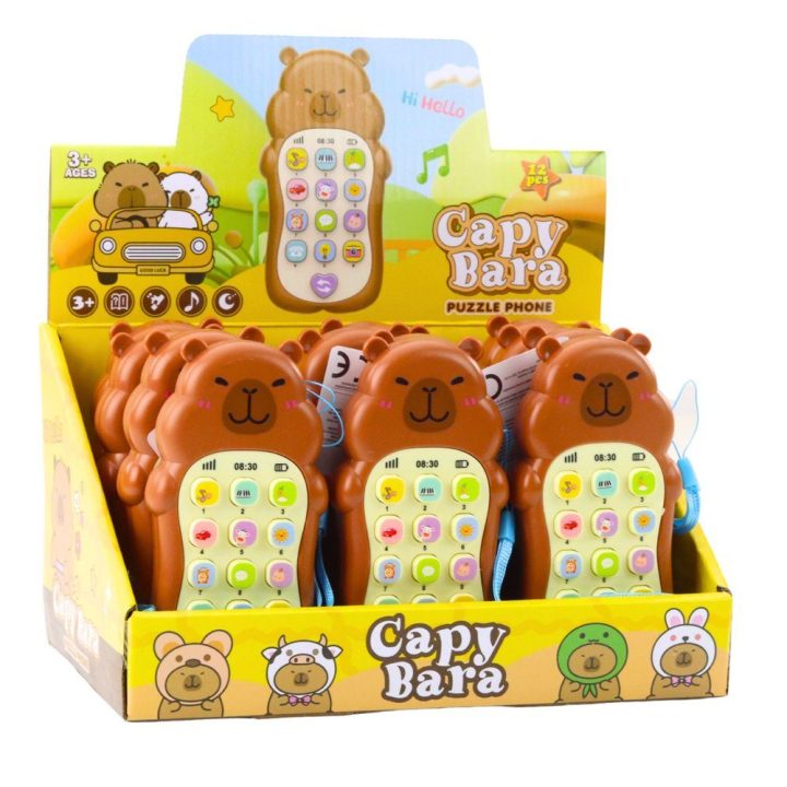 Žaislinis telefonas su garsais ir melodijomis Capybara – smagiam mokymuisi žaidžiant.