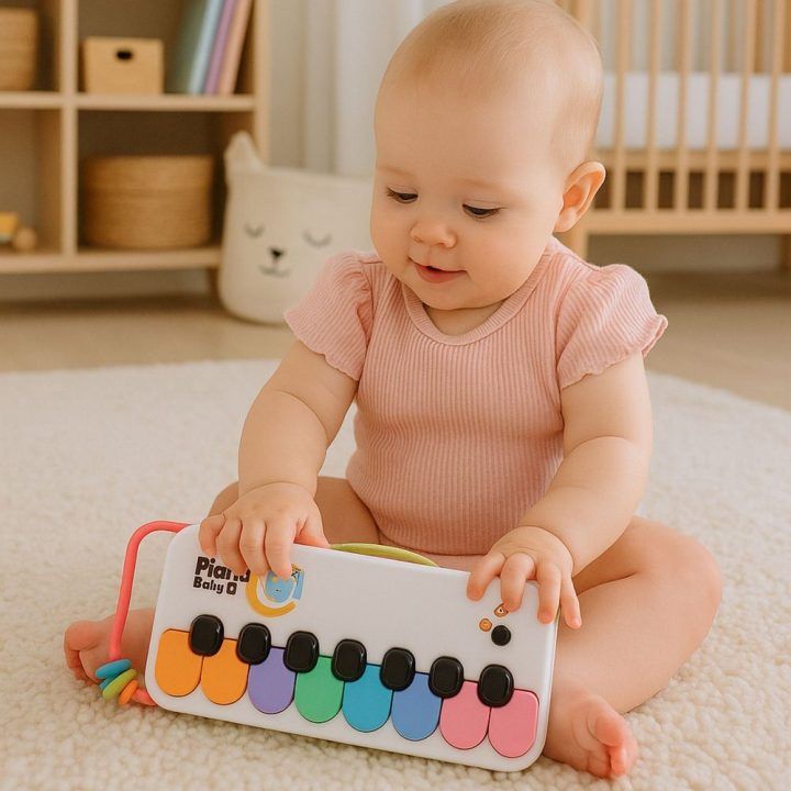 Muzikinis pianinas vaikams su spalvotais karoliukais – lavinamam žaidimui ir garsams.