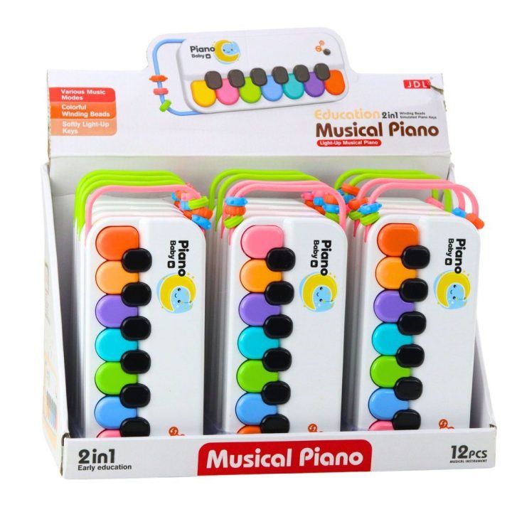 Muzikinis pianinas vaikams su spalvotais karoliukais – lavinamam žaidimui ir garsams.