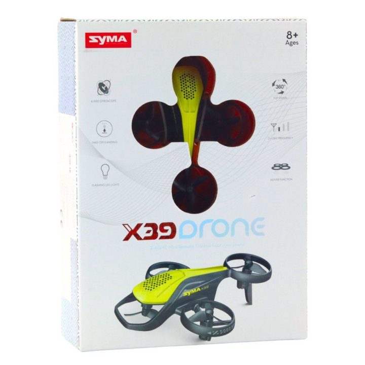 Dronas Syma X36 keturių ašių geltonas – manevringam skrydžiui ir pramogai.