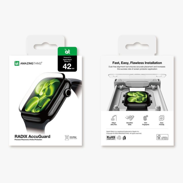 Apsauginė plėvelė Apple Watch Series 11 42 mm AmazingThing Radix – ekranui nuo įbrėžimų.