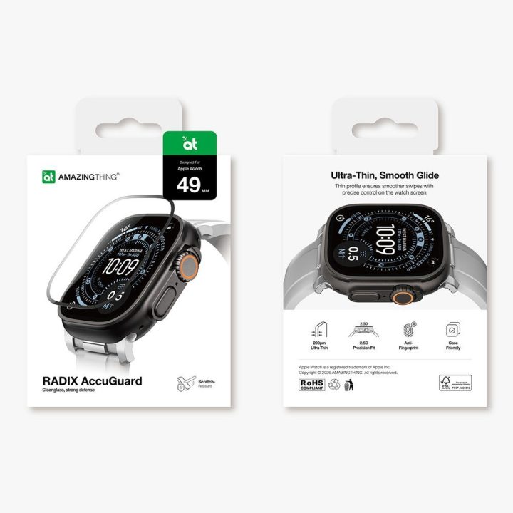 Grūdintas stiklas Apple Watch Ultra 3 49 mm AmazingThing – ekrano apsaugai ir aiškumui kasdien.