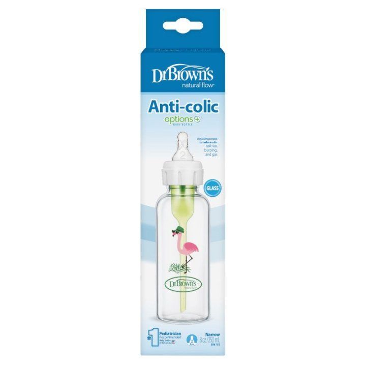 Buteliukas stiklinis 250 ml su žinduku nuo 3 mėn. Dr. Brown’s – patogiam maitinimui kasdien.