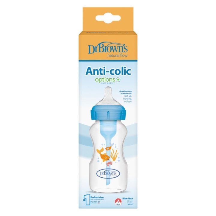 Buteliukas plati kakleliu 270 ml Options+ Dr. Browns – patogiam maitinimui kasdien.