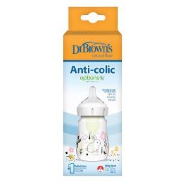 Buteliukas plati kakleliu 150 ml Dr. Browns Options+ – patogiam kūdikio maitinimui.
