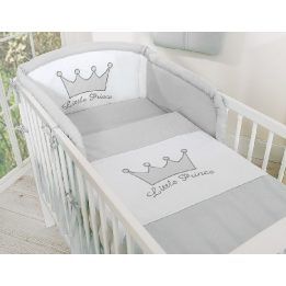 Patalynės komplektas 2 dalių pilkas Little Prince/Princess – jaukumui ir saldžiam miegui.