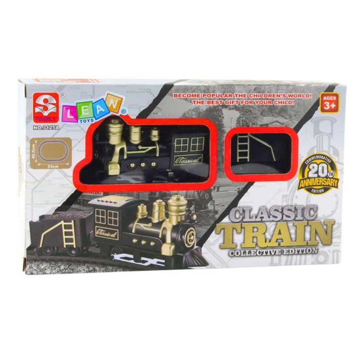 Žaislinis traukinys su bėgiais Classic Train – smagiam žaidimui namuose.