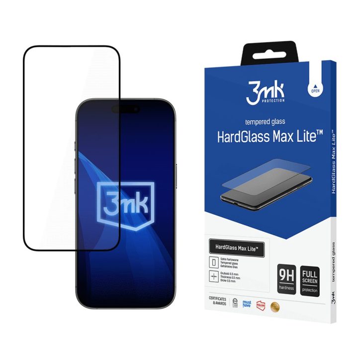 iPhone 17 Pro Max grūdintas stiklas juodas HardGlass Max Lite