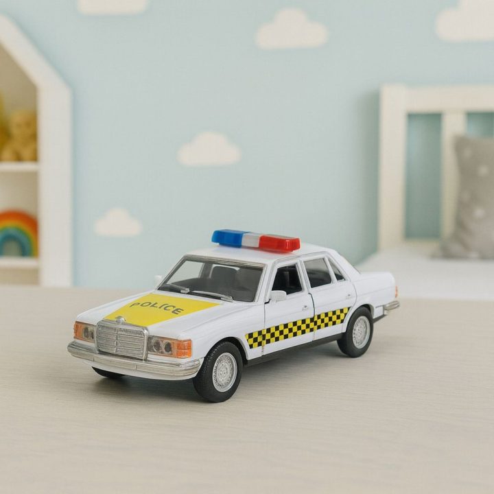 Žaislinė mašinėlė policijos metalinė balta 1:32 Metal Drive