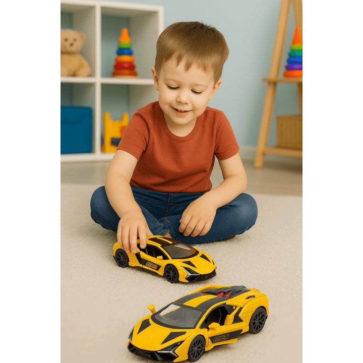 Žaislinis automobilis sportinis metalinis geltonas 1:32
