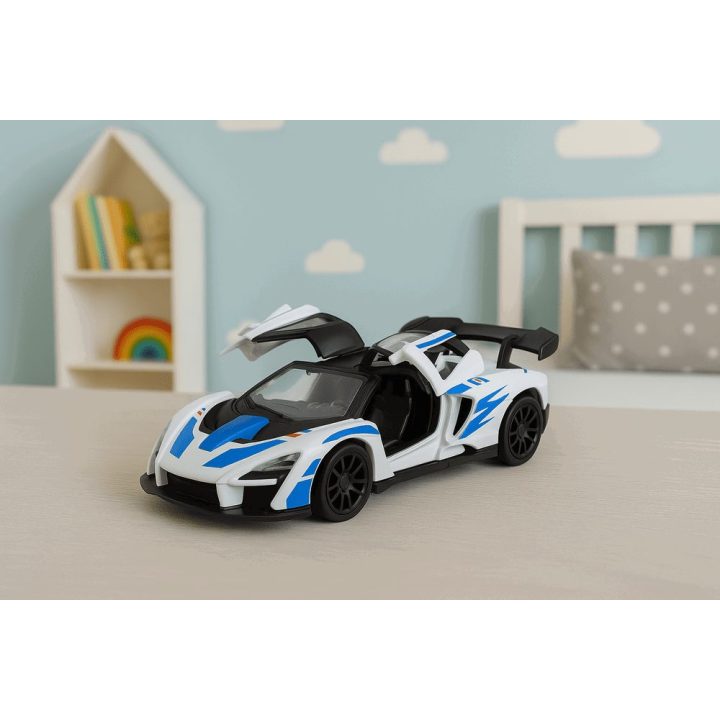 Žaislinis automobilis sportinis baltas 1:32 Metal Drive