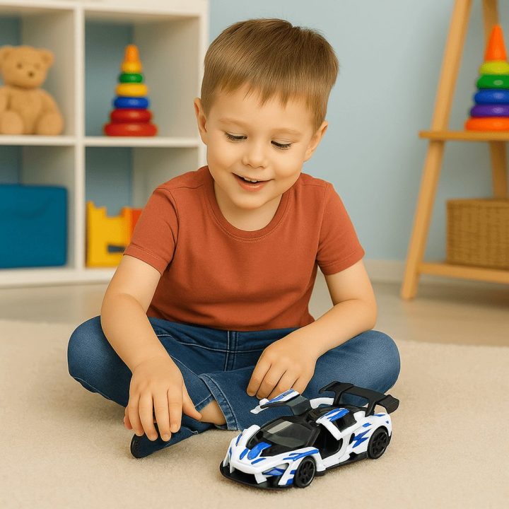 Žaislinis automobilis sportinis baltas 1:32 Metal Drive