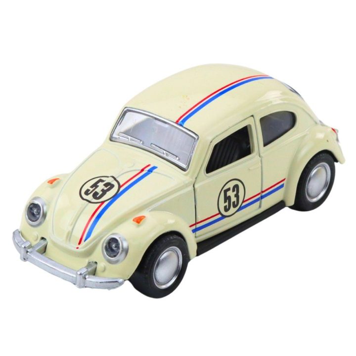 Modelinis automobilis smėlio spalvos 1:32 Classic Car Beetle Metal Drive