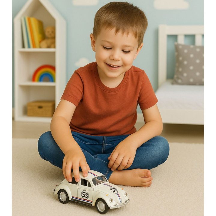 Modelinis automobilis smėlio spalvos 1:32 Classic Car Beetle Metal Drive