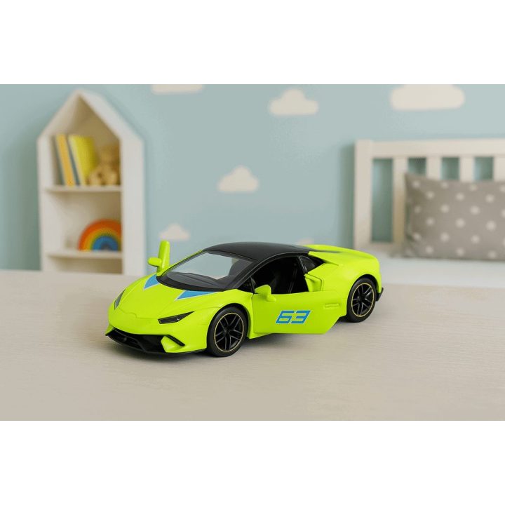Žaislinis automobilis metalinis 1:43 neoninės žalios spalvos