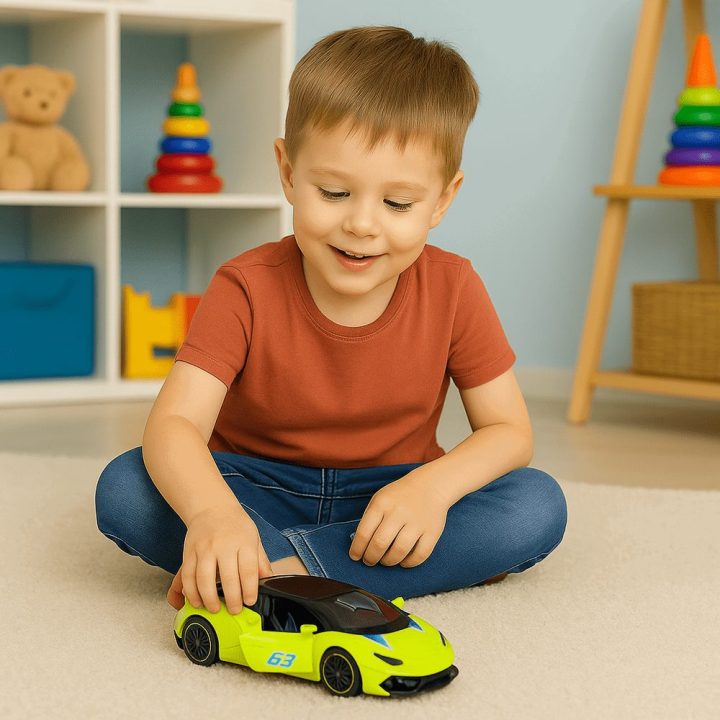 Žaislinis automobilis metalinis 1:43 neoninės žalios spalvos
