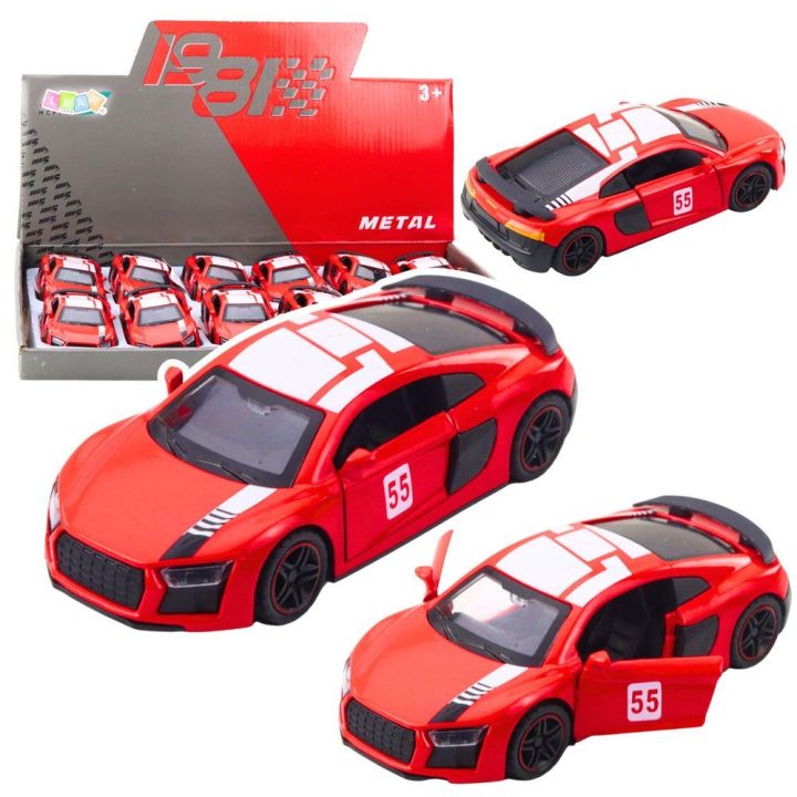 Žaislinis automobilis metalinis su garso ir šviesos efektais raudonas 1:43