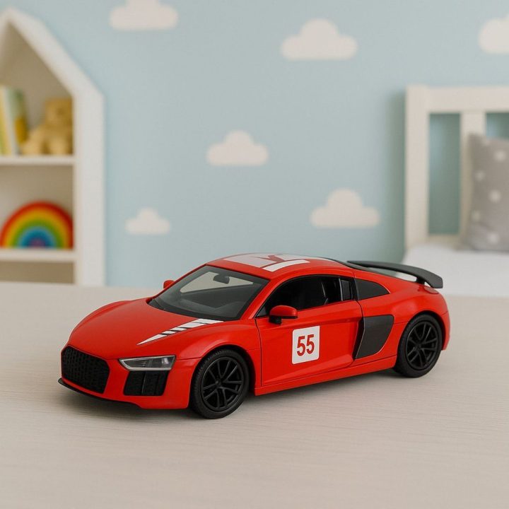 Žaislinis automobilis metalinis su garso ir šviesos efektais raudonas 1:43