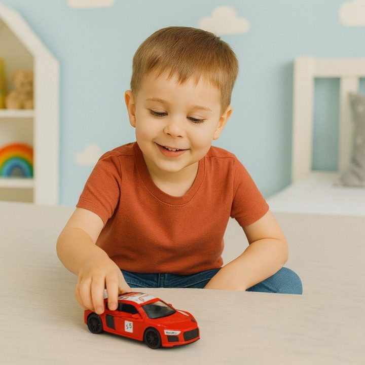 Žaislinis automobilis metalinis su garso ir šviesos efektais raudonas 1:43