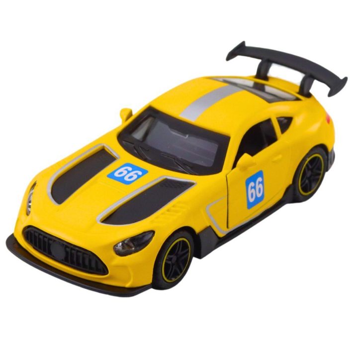 Žaislinis automobilis metalinis su atidaromomis durimis geltonas 1:43