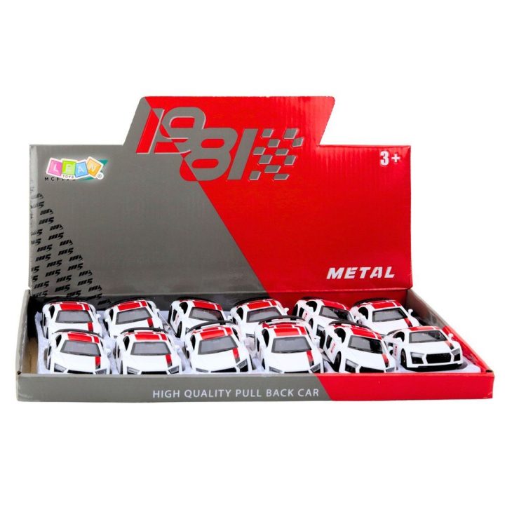 Žaislinis automobilis sportinis metalinis baltas 1:43