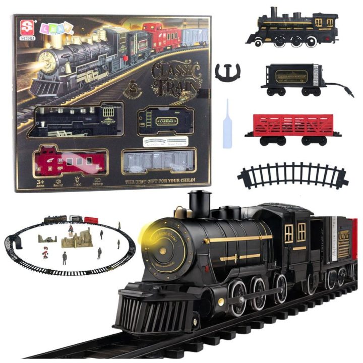 Žaislinis traukinys su bėgiais ir garsais Railway Train Sets