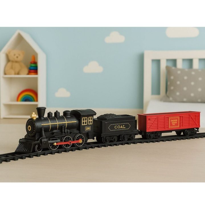Žaislinis traukinys su bėgiais ir garsais Railway Train Sets
