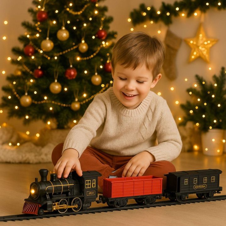 Žaislinis traukinys su bėgiais ir garsais Railway Train Sets