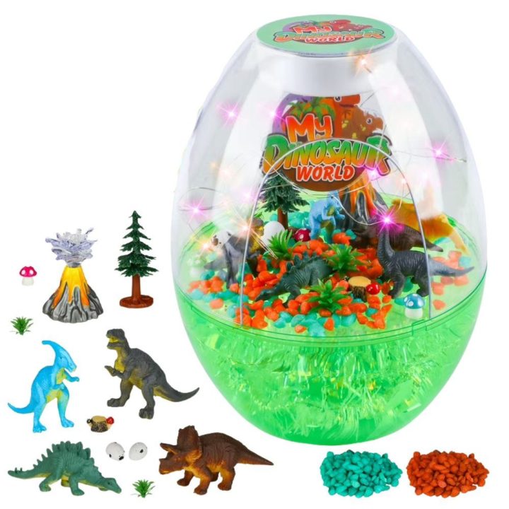 Žaislas kūrybinis dinozauro terariumas su naktine lempa