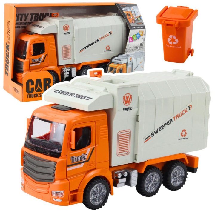 Šiukšlių surinkimo mašina oranžinė su šviesomis ir garsais Cars