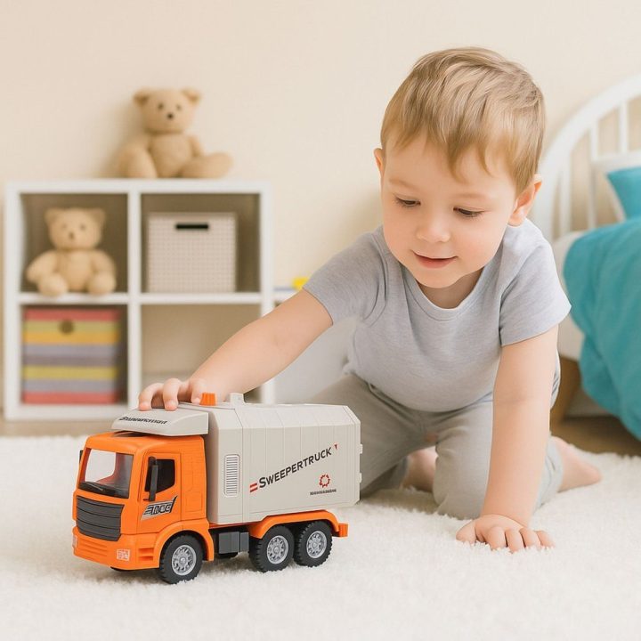 Šiukšlių surinkimo mašina oranžinė su šviesomis ir garsais Cars