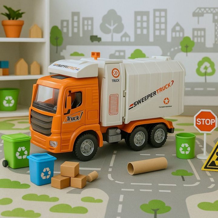 Šiukšlių surinkimo mašina oranžinė su šviesomis ir garsais Cars
