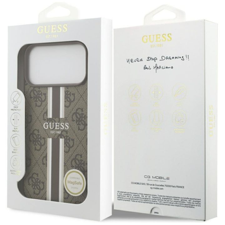 iPhone 17 Pro Max dėklas MagSafe rudas Guess