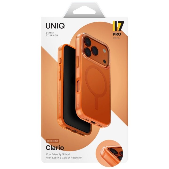 iPhone 17 Pro dėklas oranžinis Uniq Clario Magclick