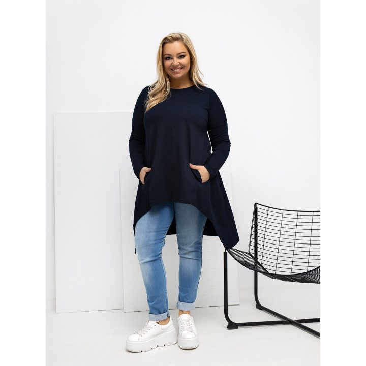 Palaidinė moteriška tamsiai mėlyna plus size RV