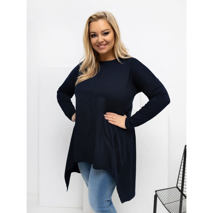 Palaidinė moteriška tamsiai mėlyna plus size RV