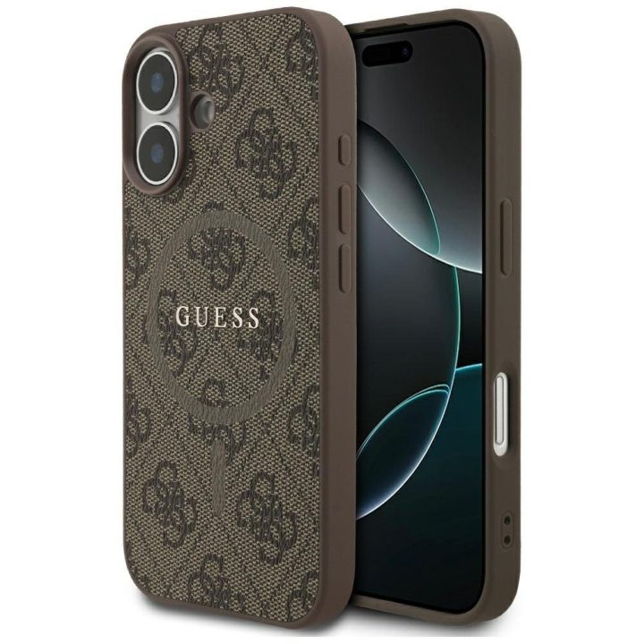 iPhone 17 dėklas su MagSafe rudu logotipu Guess