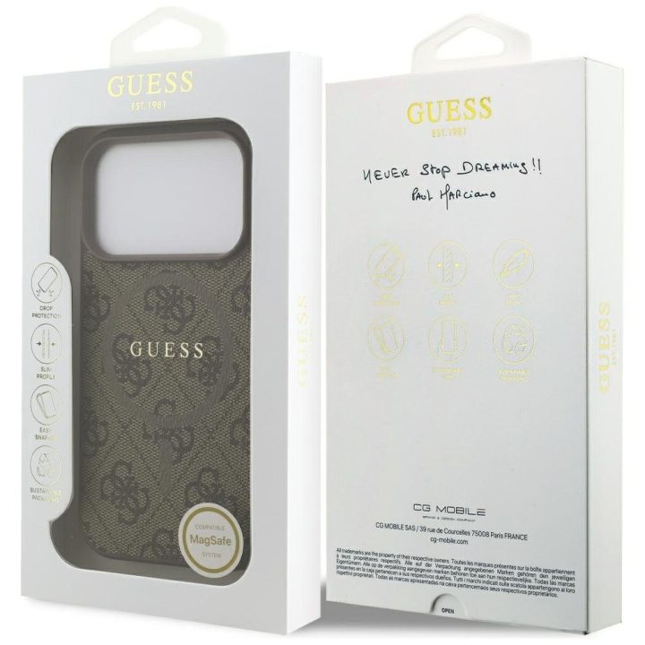 iPhone 17 Pro dėklas rudas MagSafe Guess