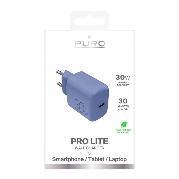 Įkroviklis USB-C 30 W mėlynas Puro