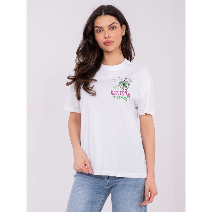 Marškinėliai moteriški balti su spauda