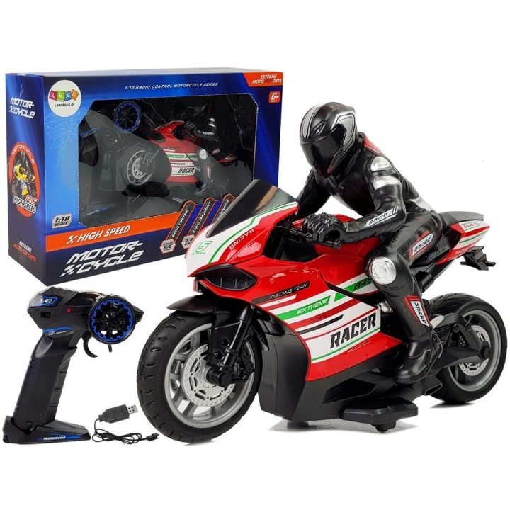 Motociklas sportinis valdomas pultu raudonas 2.4G (35 m) R/C Models