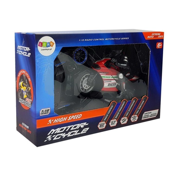 Motociklas sportinis valdomas pultu raudonas 2.4G (35 m) R/C Models
