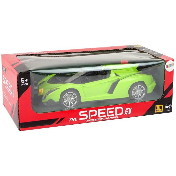 Automobilis R/C 1:18 žalias, 27 MHz – smagioms lenktynėms namuose