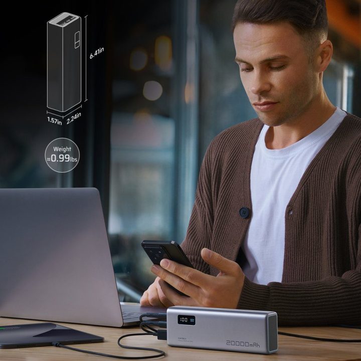 Išorinė baterija pilka 20000mAh 150W Cuktech