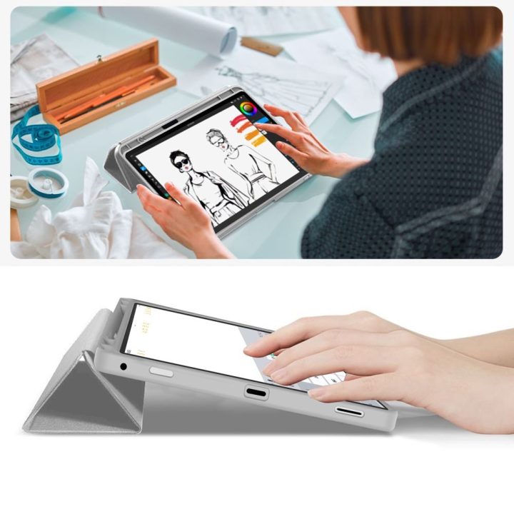 Samsung Galaxy Tab S9 / S10 dėklas su rašiklio vieta pilkas SmartCase