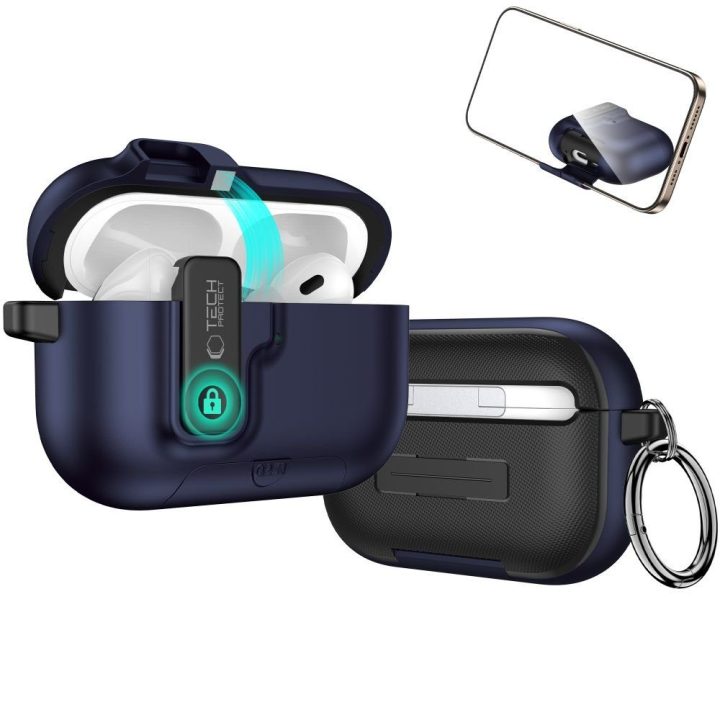 Dėklas AirPods Pro 3 ausinėms plonas mėlynas Slim Hook