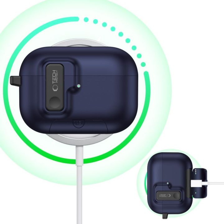 Dėklas AirPods Pro 3 ausinėms plonas mėlynas Slim Hook