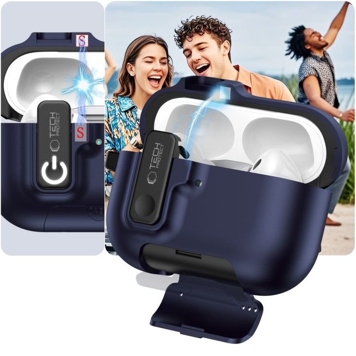 Dėklas AirPods Pro 3 ausinėms plonas mėlynas Slim Hook