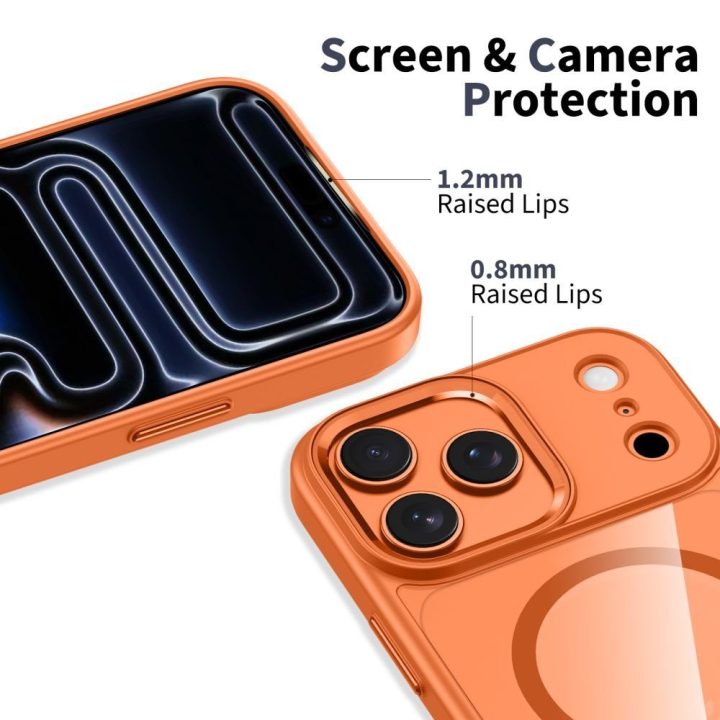 iPhone 17 Pro dėklas permatomas oranžinis MagMat
